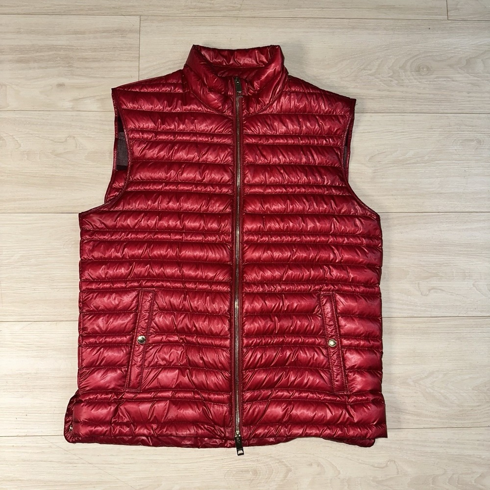 AUTHENTIC BURBERRY BRIT PUFFER VEST - RED‎ - MEN'S SIZE MED SHINEY PREPPY CASUAL
